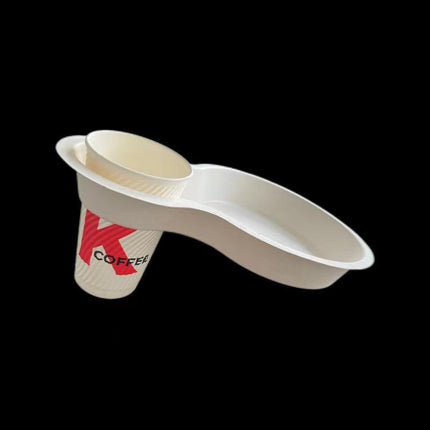 50pcs Biodegradable Hot Dog Tray Two Compartment Coffee Cup Holder Plate Thicken