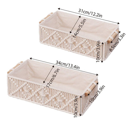 Pure Hand-Woven Square Storage Basket Desktop Organizer for Cosmetics Snacks