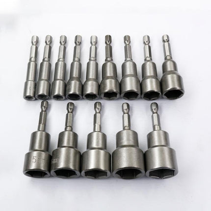 14 Size Socket Magnetic Nut Driver Set Drill Bit Adapter 1/4'' Hex Shank 6-19MM - Aimall