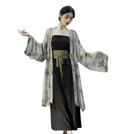 Women Chinese Song Style Hanfu Summer Zen Two-piece National Style Dress