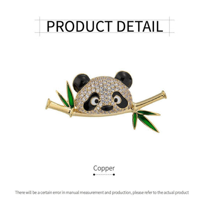 High-End Cute Panda Brooch Bamboo Animal Pin Chinese Style Corsage for Men Women