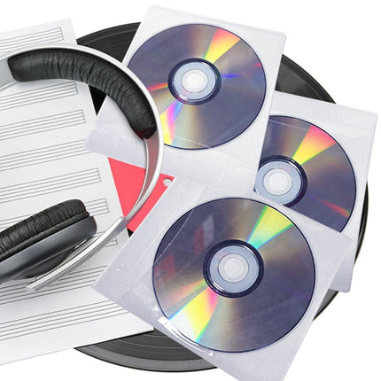 100X Premium White CD DVD Double Sided Plastic Sleeves Holds 2 discs Storage Bag