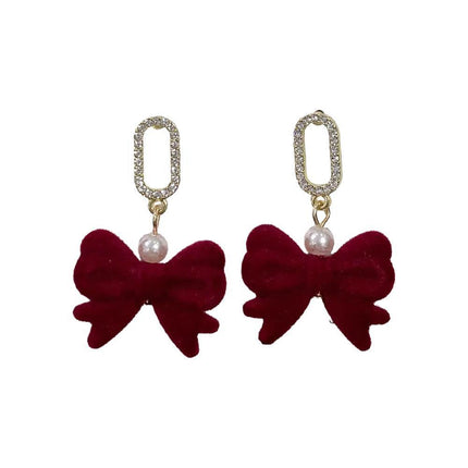 Red Flower Heart Zircon Earring Stud Wedding Party Drop Dangle Jewelry Christmas - Aimall