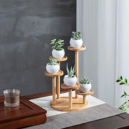 Round Tabletop Flower Stand Balcony Storage Shelf Display Rack Indoor Outdoor