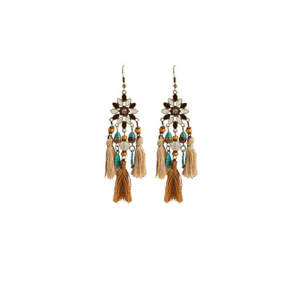 Chic Bohemian Dreamcatcher Tassel Earrings Geometric Design Women Jewelry