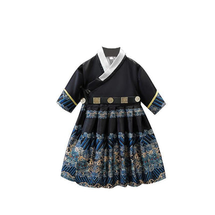 Navy Hanfu Boys Girl Traditional Chinese Dress Clothes Ancient Children's Performance - Aimall