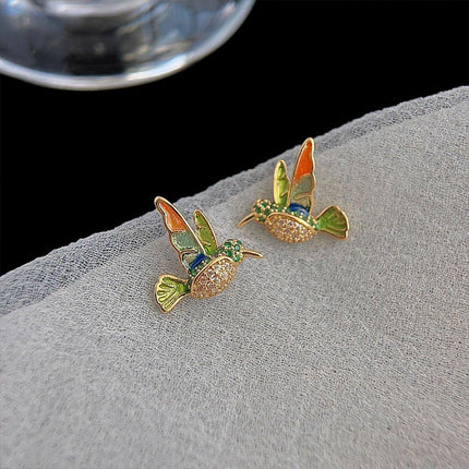 Chinese Hummingbird Earrings Mini Bird Design Fashion Jewelry for Women