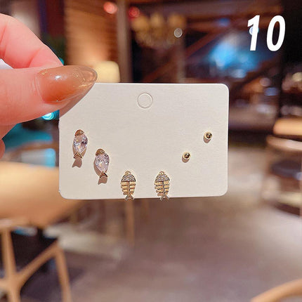 Compact Women Geometric Stud Earrings Fashion Jewellery Set Women Girls