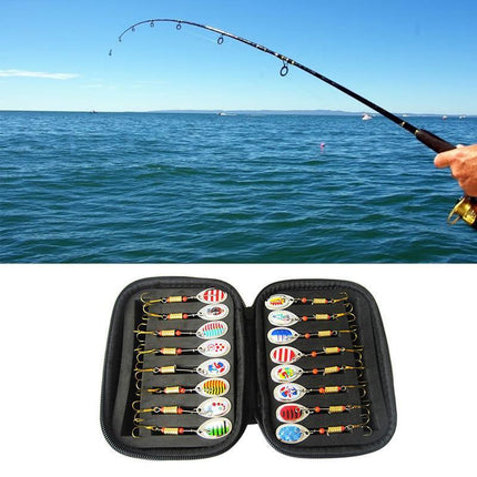 10/16PCS Fishing Lure Spinners Baits Spoon Set with Tackle Bag Trout Bass Tackle - Aimall