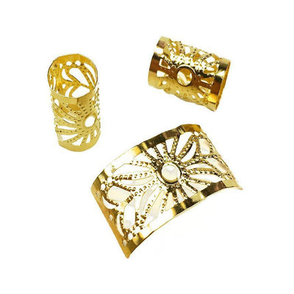 Dreadlock Hair Braid Cuff Clips Bead Ring Wrap Adjustable Jewellery Gold Set 40x - Aimall