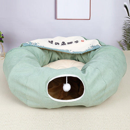 Large Multi-Functional Cat Tunnel Bed and Cat Toy Interactive Pet Playhouse