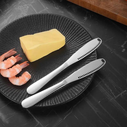 Stainless Steel Butter Knife Cold Hard Butter Serrated Edge Spreader Cheese Jam - Aimall