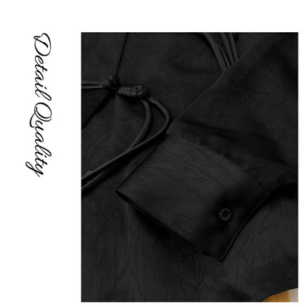 Luxury Women Jacquard Suit Chinese Style Black Shirt Fashion Skirt Set Elegant - Aimall