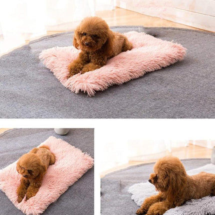 Dog Blanket Pet Cat Mat Puppy Warm Soft Plush Washable Reusable Calming Bed - Aimall