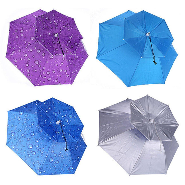 2-Layer Outdoor Foldable Sun Umbrella Hat Fishing Camping Headwear Cap Head Hat