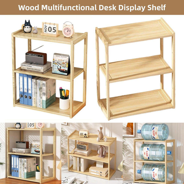 3 Tier Desktop Shelf Organiser Office Storage Rack Space Saving Desk Stand