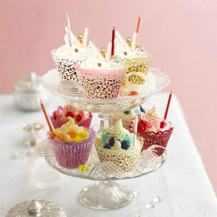 25x Laser Cut Cupcake Wrappers Filigree Case Wedding Baby Party Many Colour - Aimall