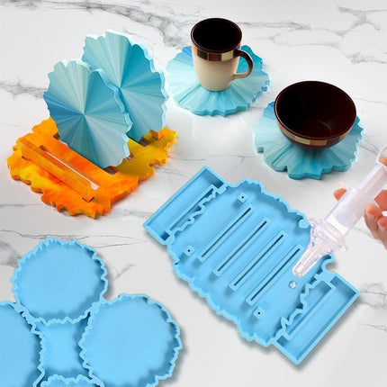 2x Coaster Stand Epoxy Resin Mold Cup Mat Holder Silicone Mould DIY Crafts Tool - Aimall