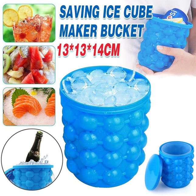 Silicone Ice Cube Magic Maker Revolutionary Space Saving Ice Tray Bucket - Aimall