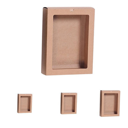 50PCS Kraft Paper Packing Box With Transparent PVC Window Drawer Display Gift Boxes Aimall