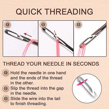12PCS Easy Self Threading Hand Sewing Needles Assorted Sizes for DIY Stitching
