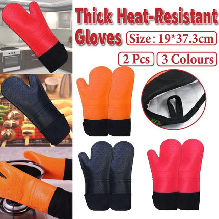 2pcs Insulated Oven Mitts Heat Resistant Gloves for Kitchen Household Use