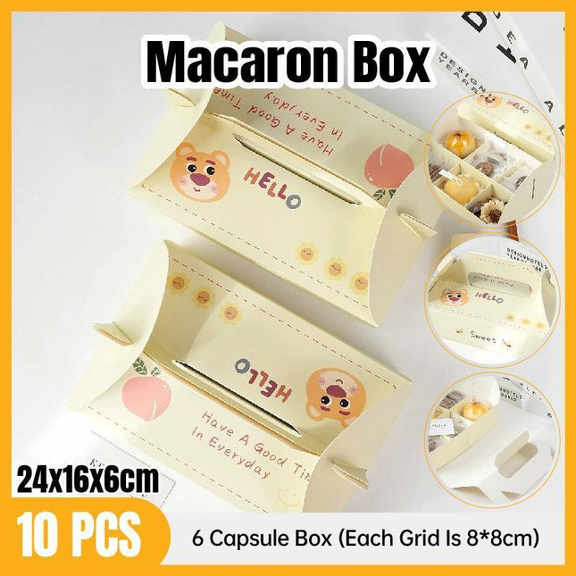 10 Pack Cake Box Set Cardstock Printed Partitioned Interior for Macarons Pastrie