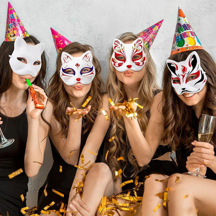 3PCS White Cat Face Mask DIY Blank Hand Painted Craft Masks Party Art