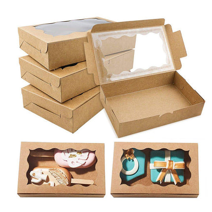 50pcs Rectangular Kraft Paper Window Box Gift Packaging Boxes Party Favors