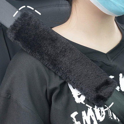 Winter Plush Shoulder Strap Cover Neck Cushion Pad for Comfortable Car Travel 2PCS