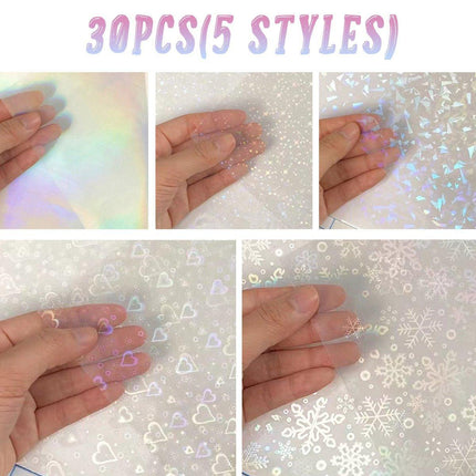 30pcs Anti-Scratch Self-Adhesive Waterproof Seven-Color Laser Film Stickers