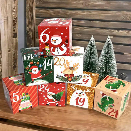 24pcs Christmas Countdown Candy Box Set Holiday Digital Gift Boxes Advent Bags