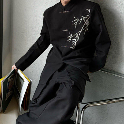 Chinese Tang Suit Jacket Mens Traditional Republic Style Mandarin Collar Coat