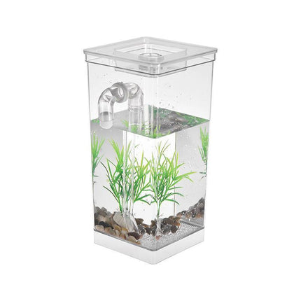 Small Fish Tank Self Cleaning Aquarium Complete Kit with Light Gravity Clean - Aimall