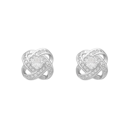 Four Leaf Clover Zircon Stud Earrings Gift For Women Wedding Fashion Jewelry - Aimall