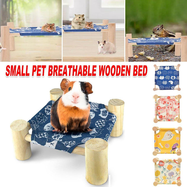 Breathable Wooden Hamster Bed Nest Supplies Dismantle Washable Hammock Pet House