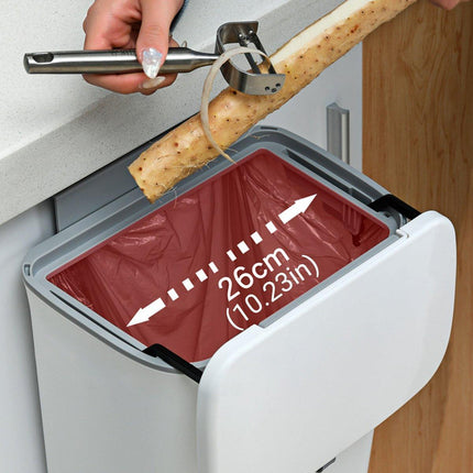 Wall Mounted Kitchen Trash Can with Sliding Lid Hanging Waste Bin for Household
