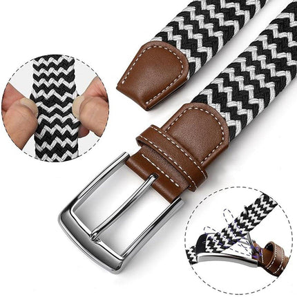 Unisex Braided Belt Casual Canvas Belt Adjustable Stretch Belt for Men Women