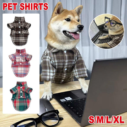 Soft Puppy Plaid Shirt Dog Clothes Jumpsuit Cat Pet Check Coat Summer T-shirt