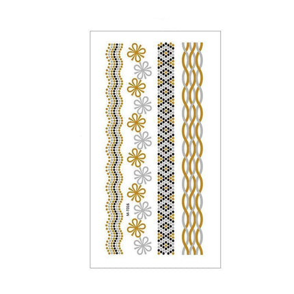 Women Lady Metallic gold silver color boho arm Body Temporary Tattoo Sticker Art - Aimall