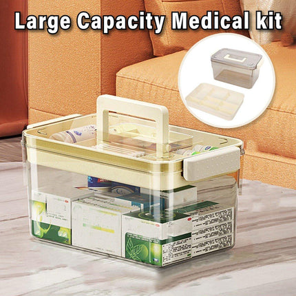 Large Capacity Two-Layer Medicine Box Household Transparent Medical Storage Box