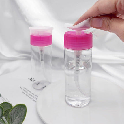 5PCS 100ml Nail Polish Remover Bottle Rose Red Transparent Press Pump Makeup