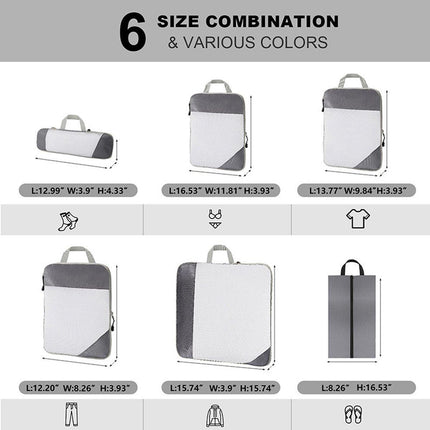 6pcs Mesh Visible Travel Storage Set Waterproof Nylon Compressible Storage Bags