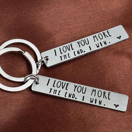 I Love You More The End I Win Stainless Steel Couple Keyring Keychain Gift Funny - Aimall