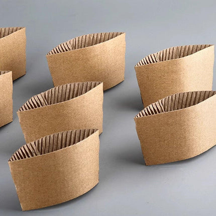 200X Coffee Cup Sleeves Kraft Paper Disposable Corrugated For Hot Or Cold 8/9CM