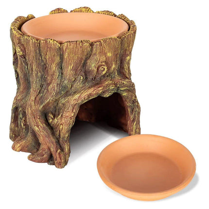 Tree Stump Reptile Cave Lizard Hide Terrarium Cave Home Decor Moisture Keeping