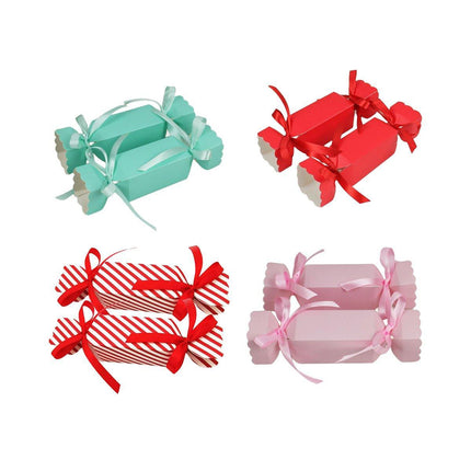 50PCS Candy Shape Christmas Gift Box Red Stripes Wedding Gift Storage Case Decor