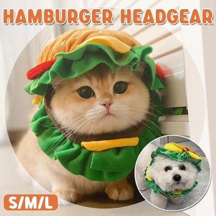 Cute Pet Hamburger Headgear Headdress for Dogs Cats Fun Costume Pet Accessory