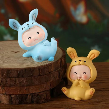 Rabbit Animal Figure Toys Ornament Car Console Dashboard Decor Car Home Room - Aimall