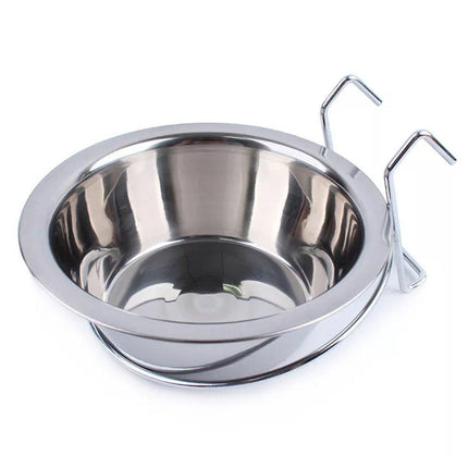 2PCS Pet Bowl Dog Food Cage Crate Water 13CM Hang-on Stainless Steel Metal Cat